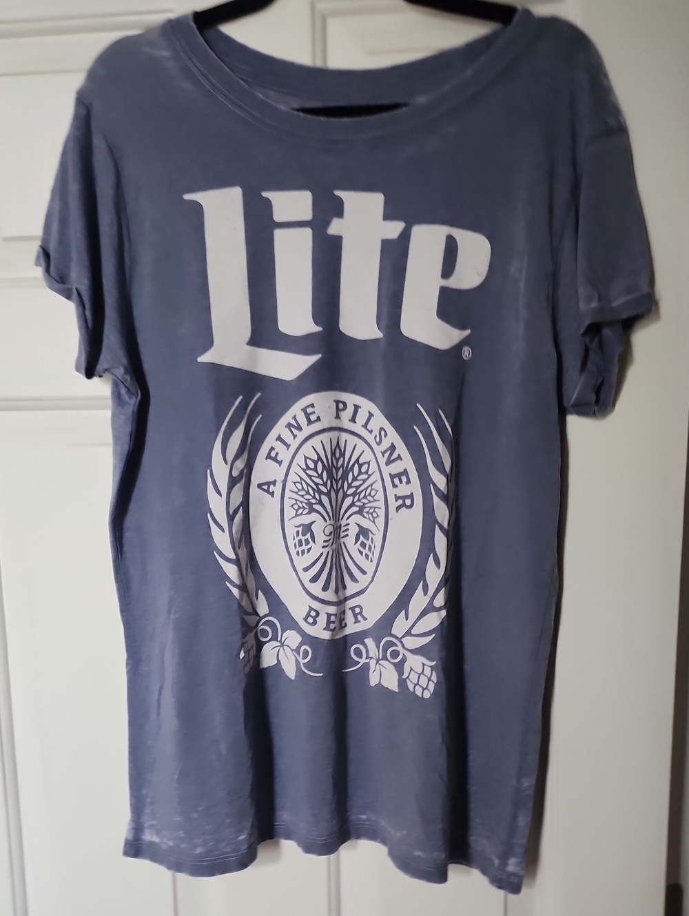Miller Lite Graphic Tee Distressed Light Blue
